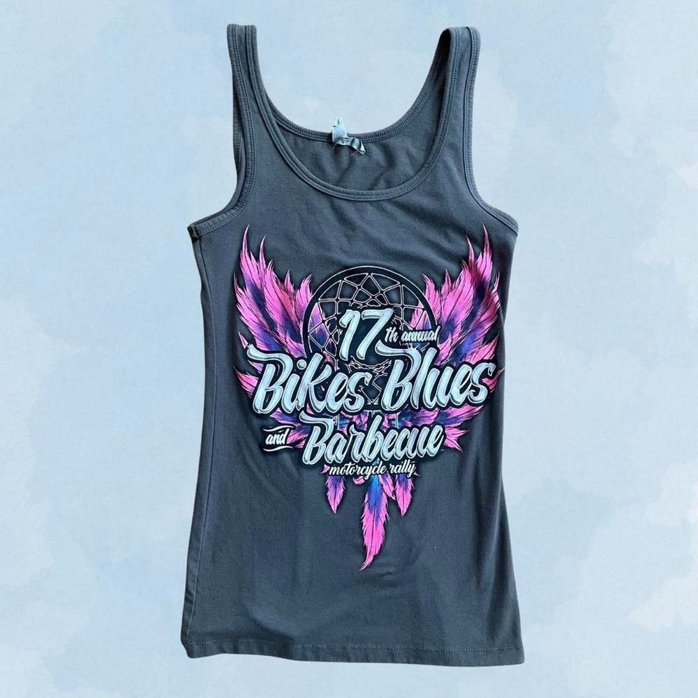 Graphic Tank Top with Pink and Blue Design